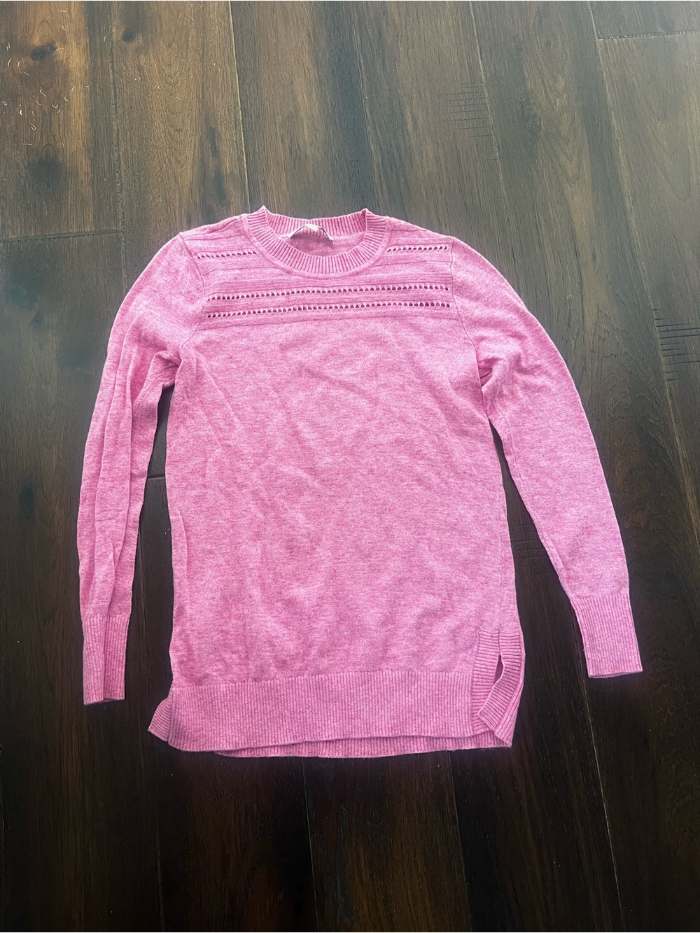 Pink Lightweight stitched yoke tunic Crewneck Women's Sweater
